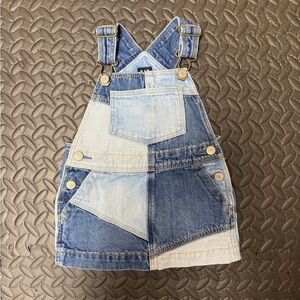 GAP Infant 12-18 months Blue Patchwork Overall Dress
